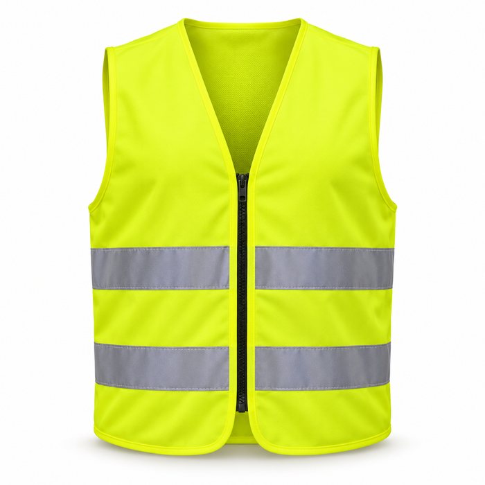 Fluorescent yellow hi-vis vest with reflective tape